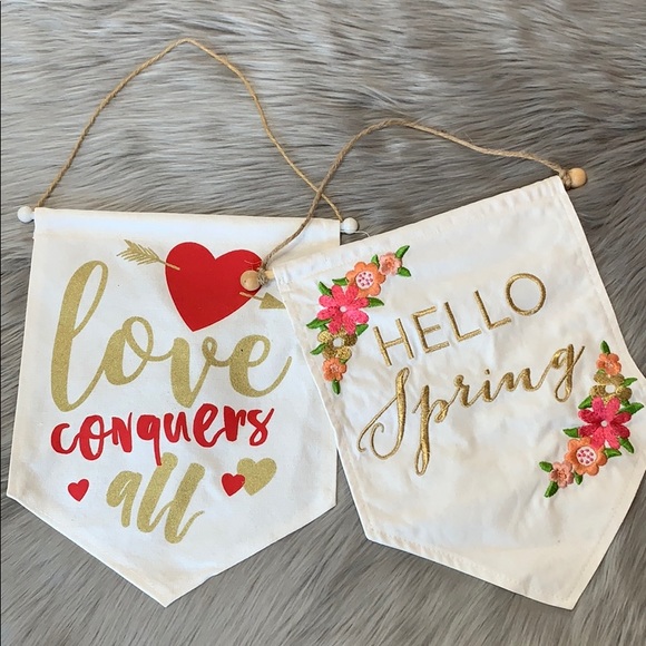 Target Other - 2 Pack!  Hanging Cloth Signs/Decor